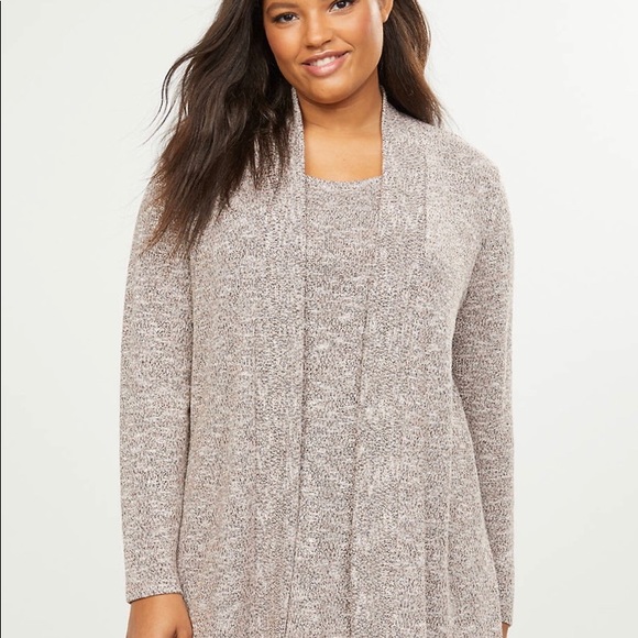 Light Pink and Grey Metallic Open Front Sweater - Picture 2 of 5